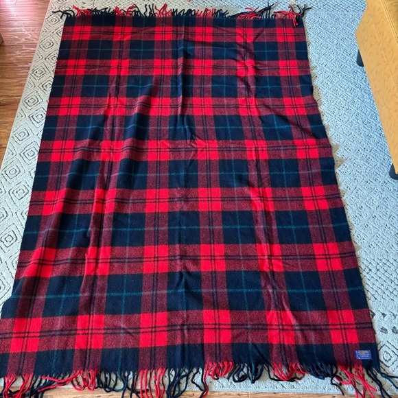 Pendleton Other - Vintage Pendleton 1960s Plaid Red 100% Virgin Throw Robe Blanket